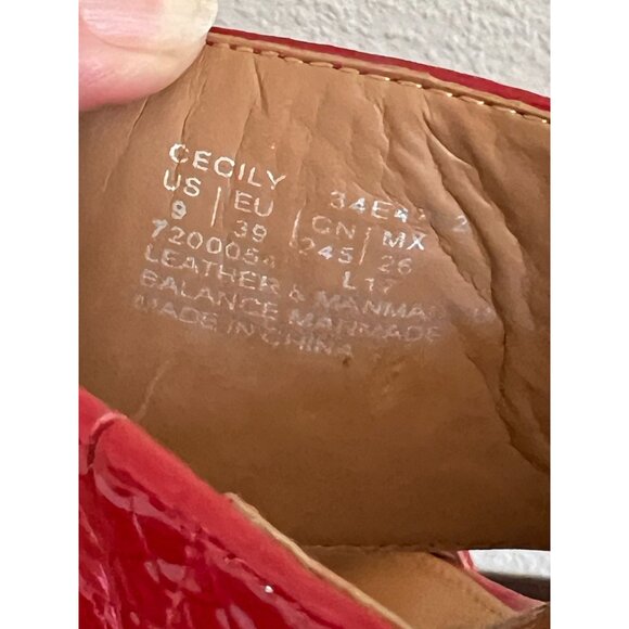 Calvin Klein Cecily Sandals Mule Womens Sz 9 Red Leather Open Toe Slip On Heeled - Picture 3 of 11